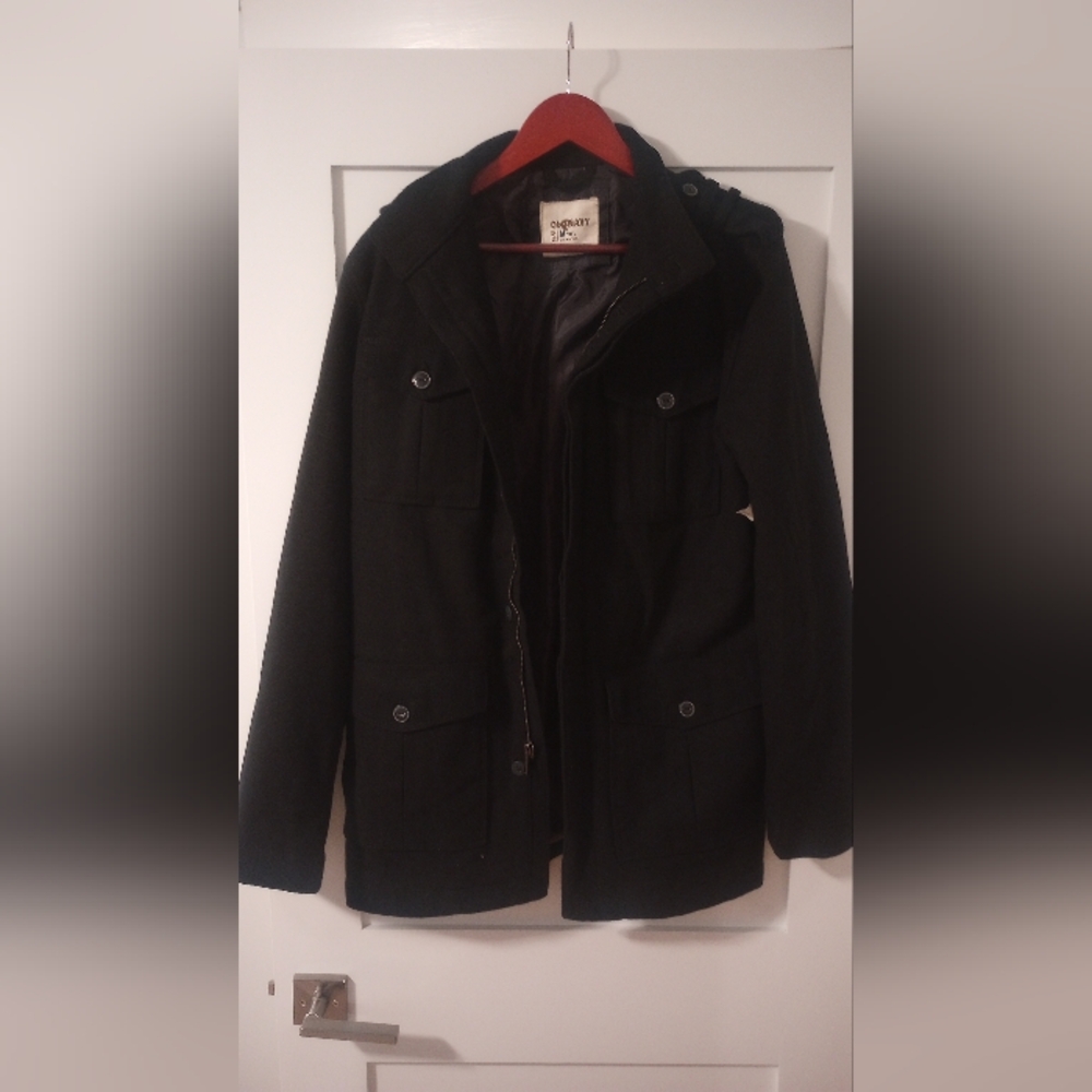 Old Navy Men’s Black Military-Style Pea Coat — Size MT (Medium Tall) | NWT